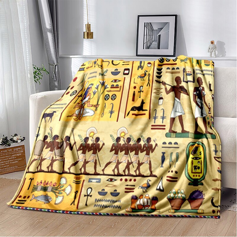 Ancient Egypt Mysterious Symbol 3D Digital Printing Flannel Nap Blanket Wholesale