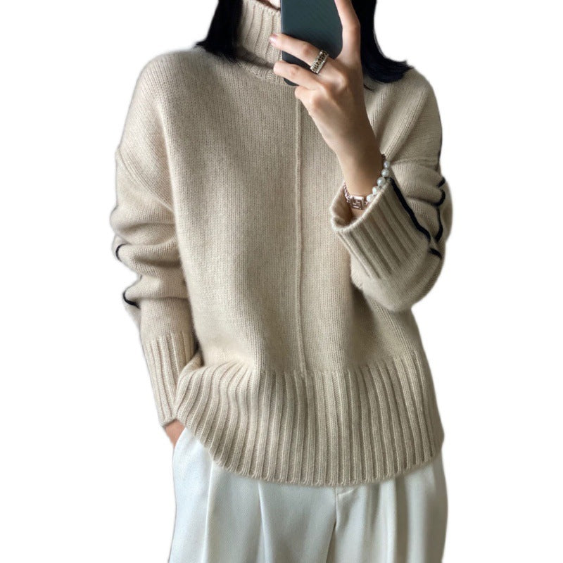 Loose Thickened High Collar Sweater Idle Matching Pure Wool Knit Bottoming Shirt