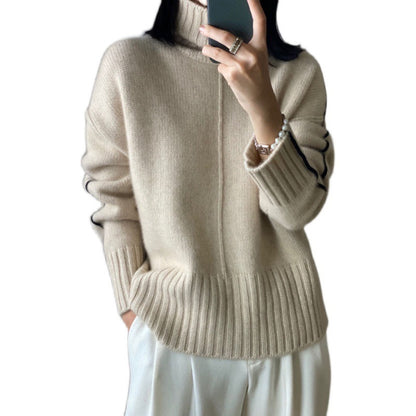 Loose Thickened High Collar Sweater Idle Matching Pure Wool Knit Bottoming Shirt