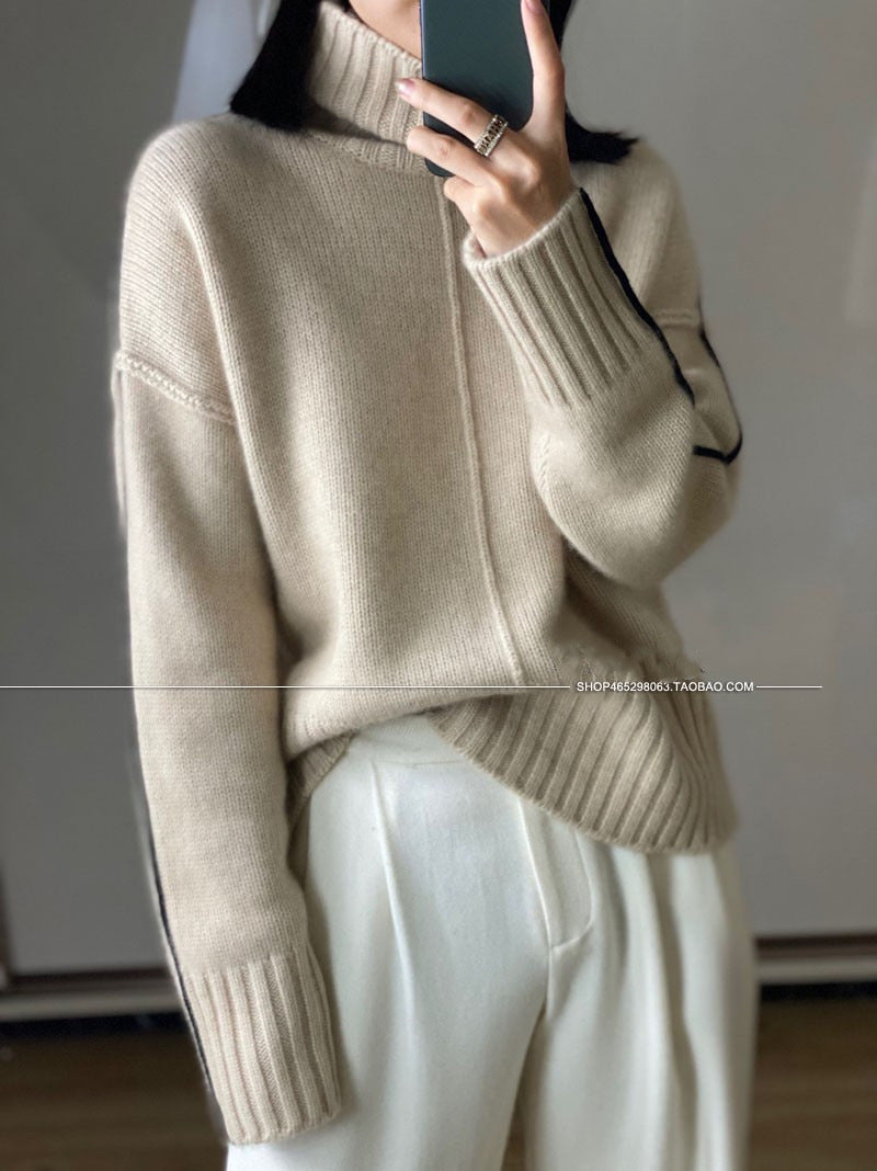 Loose Thickened High Collar Sweater Idle Matching Pure Wool Knit Bottoming Shirt