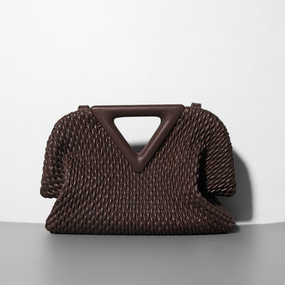 Sac à main en cuir pour femme en forme de nuage, triangle inversé froissé et brodé