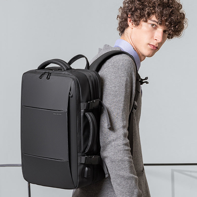 Men's Large Capacity Business Travel Waterproof Expandable Backpack