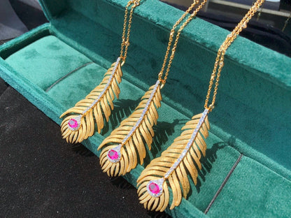 Light Luxury 925 Silver Brushed Feather Pendant Necklace