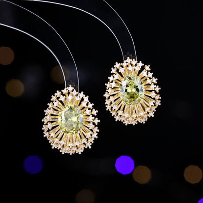 Sterling Silver Needle Light Luxury High-grade Luxury Blooming Fireworks Earrings