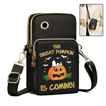 Halloween Pumpkin Pattern Phone Bag Coin Wallet Cute Mini Crossbody Shoulder Bags For Kids Women