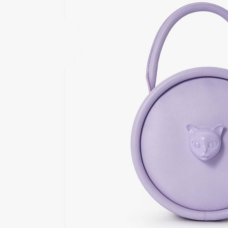 Sac messager à bandoulière portable à tête de chat simple et tendance pour femme