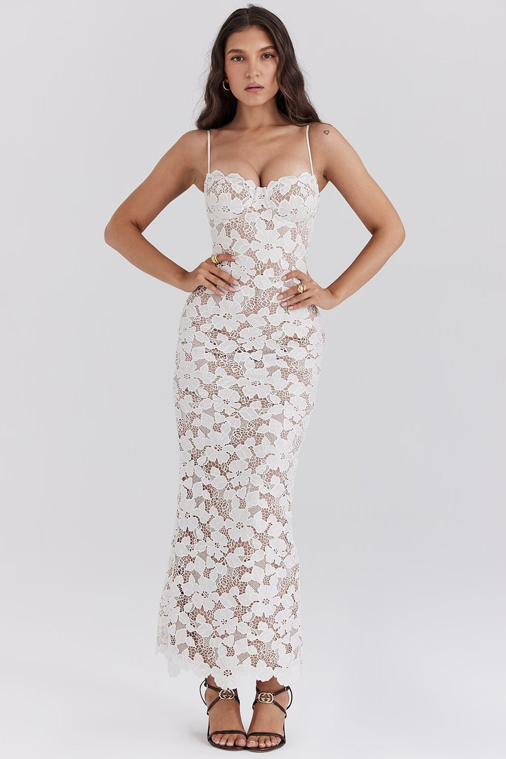 Women's Casual White Strapless Strapless Suspender Dress