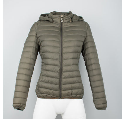 Autumn And Winter Zipper Short Hooded Detachable Solid Color Stand Collar Lightweight Cotton-padded Jacket