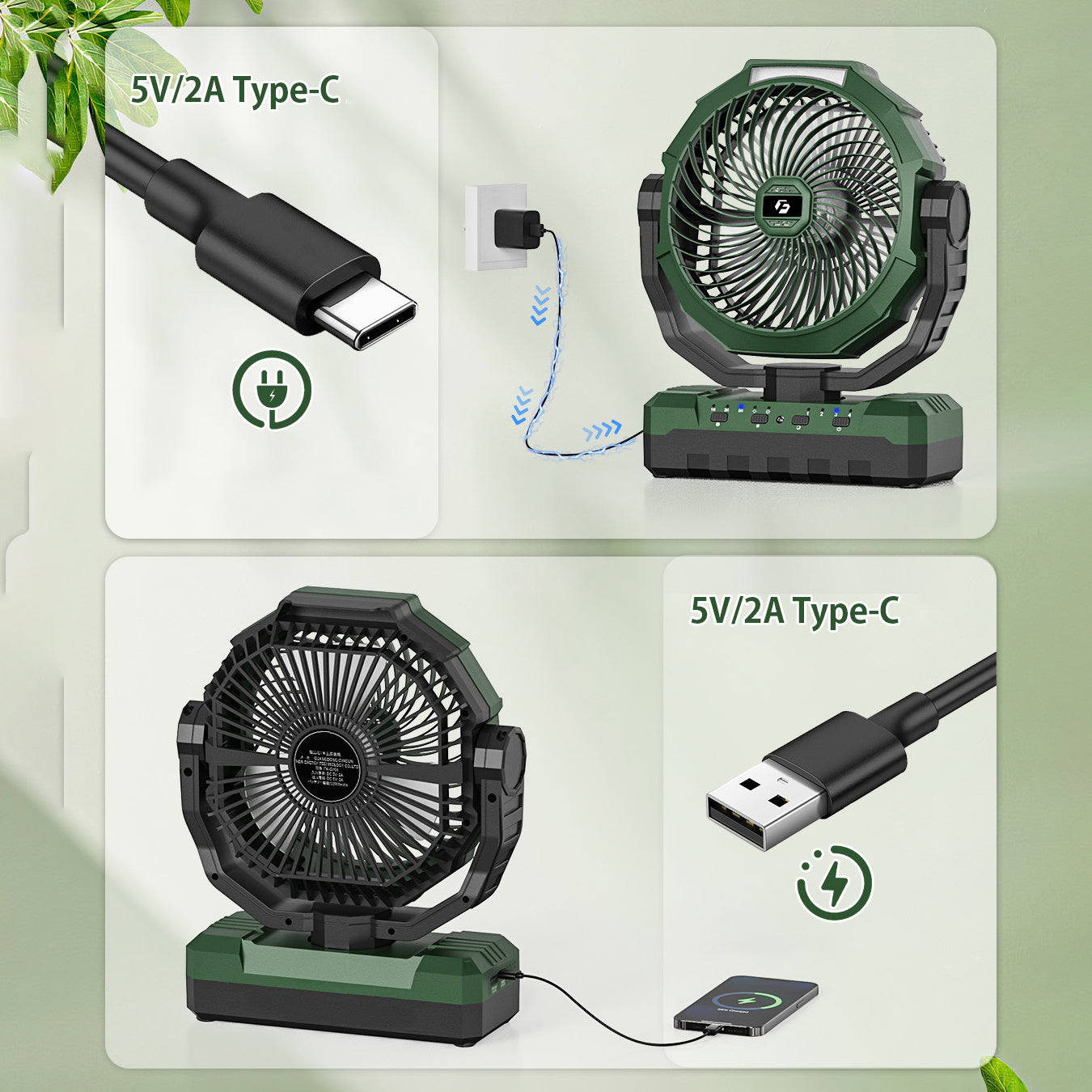24000mAh Camping Fan Rechargeable Battery Operated Fan 4 Speed USB Fan