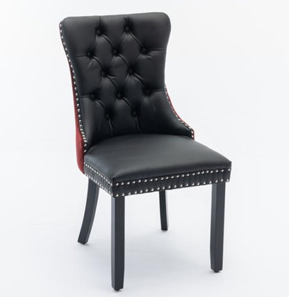 Furniture Collection, Modern High-End Tufted Solid Wood Contemporary PU & Velvet Upholstered Dining Chair-2 Piece Set