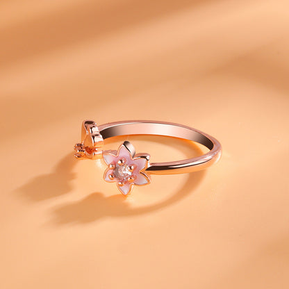 Korean Style Sakura Ring Women's Autumn And Winter Fairy Lovely Fancy