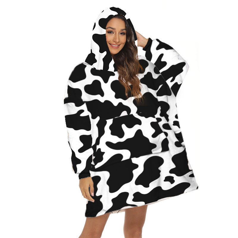 Cartoon Fruit Printed Lazy Blanket Hooded