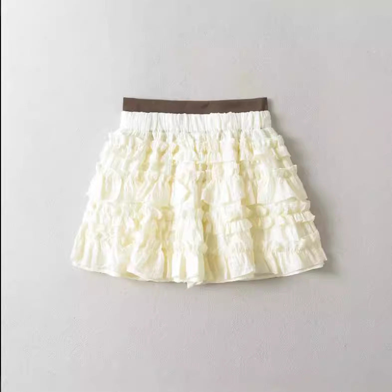 New Women's American Cream Stitching Secret Exam Skirt