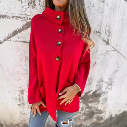 Ins Single Breasted Lapel Knitted Coat Fashion Pocket Long Sleeve Cardigan  Jacket Women's Clothing