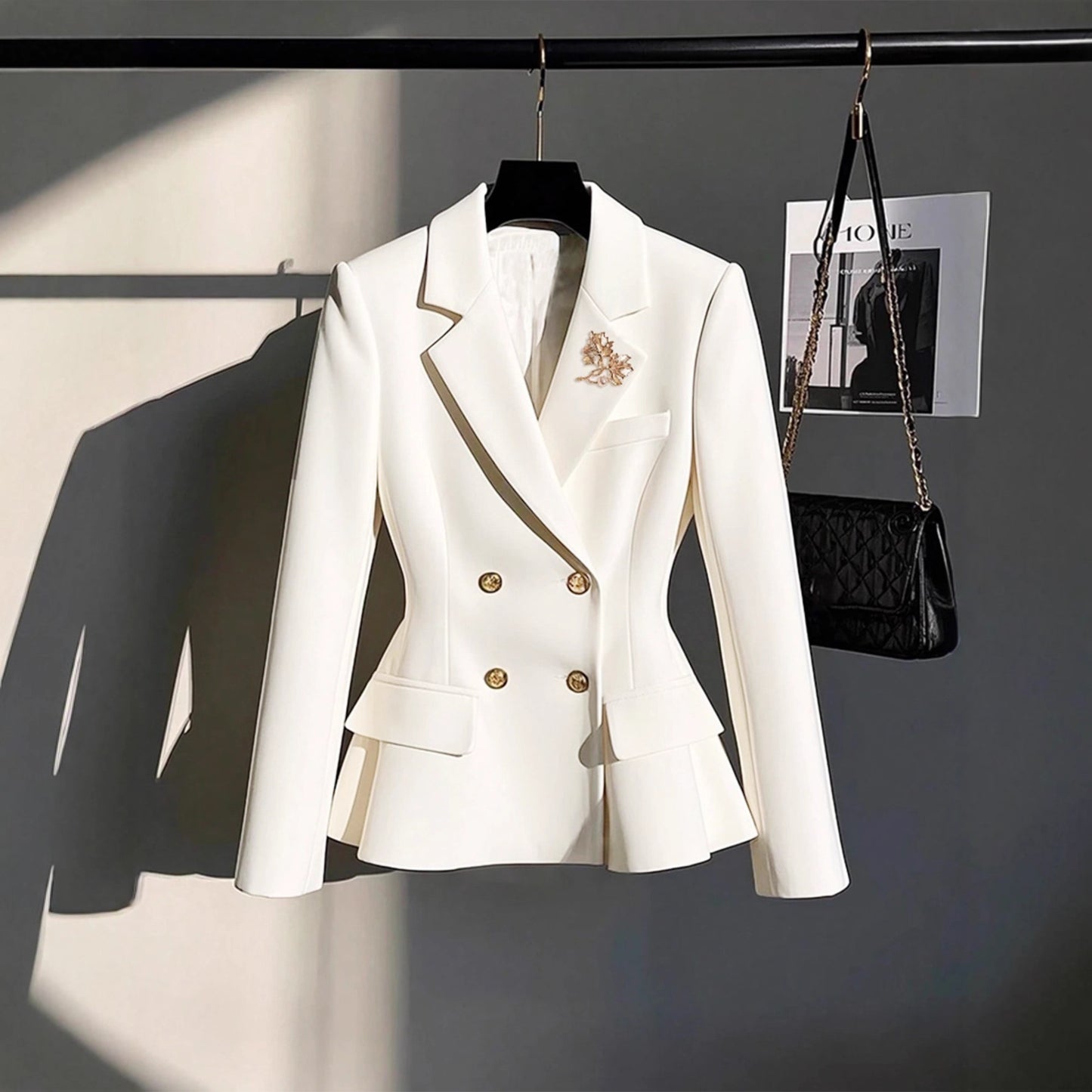 New High-end Double-breasted Cropped Blazer