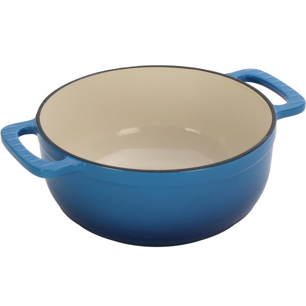 Cast Iron 6QT Cooking Pot - Gradient Blue - Includes Two Silicone Gloves - Enamel Pot