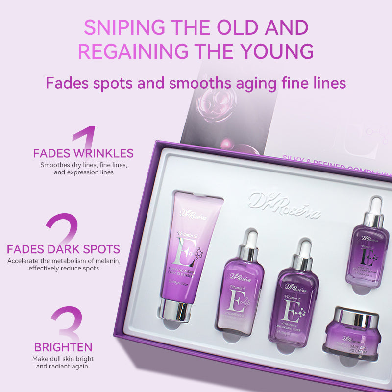 DR.ROSEVA 5Pcs Private Label Skincare Set Anti-Acne Dark Spot Remover Face Toner Cream Whitening Vitamin E Skin Care Sets