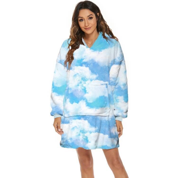 Cartoon Fruit Printed Lazy Blanket Hooded