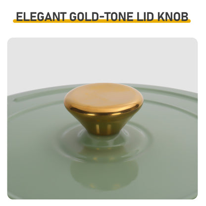 Cast Iron 6QT Cookware Gradient Green With Two Silicone Gloves Enameled Pot