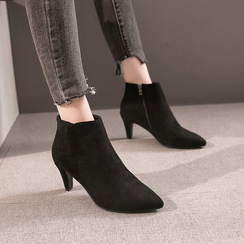 Pointed Toe Stiletto Mid-heel Non-slip Women's Boots