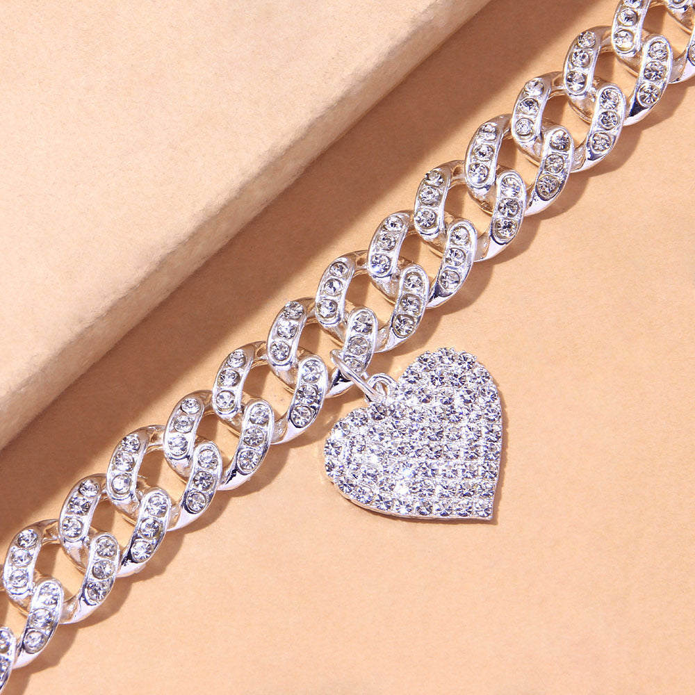 Fashion Jewelry Luxury Full Diamond Heart Pendant Anklet