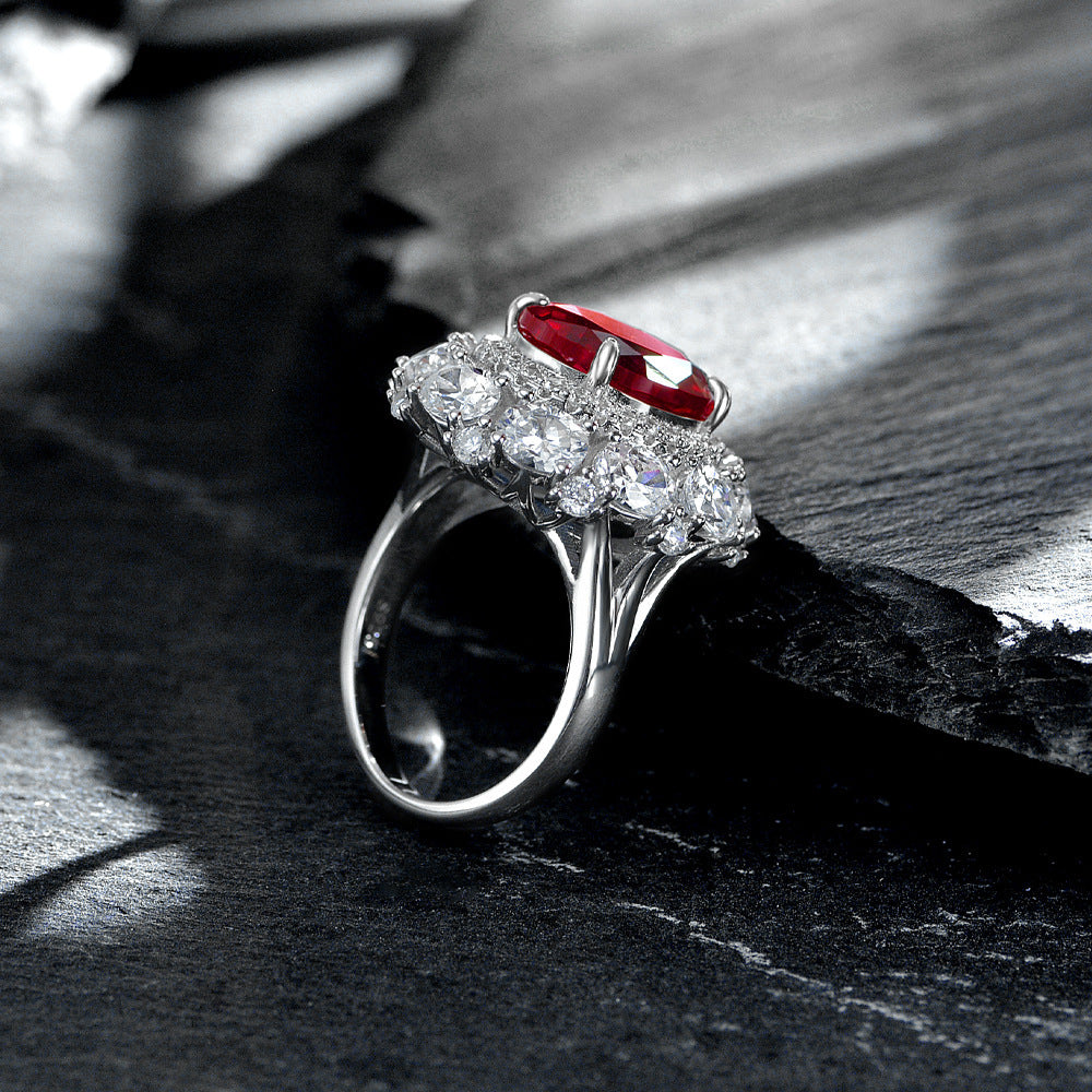 Shipei Jewelry New 925 Sterling Silver Inlaid 5 Karat Egg-shaped 1012 High Carbon Rhinestone Ring Luxury Women
