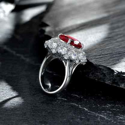 Shipei Jewelry New 925 Sterling Silver Inlaid 5 Karat Egg-shaped 1012 High Carbon Rhinestone Ring Luxury Women