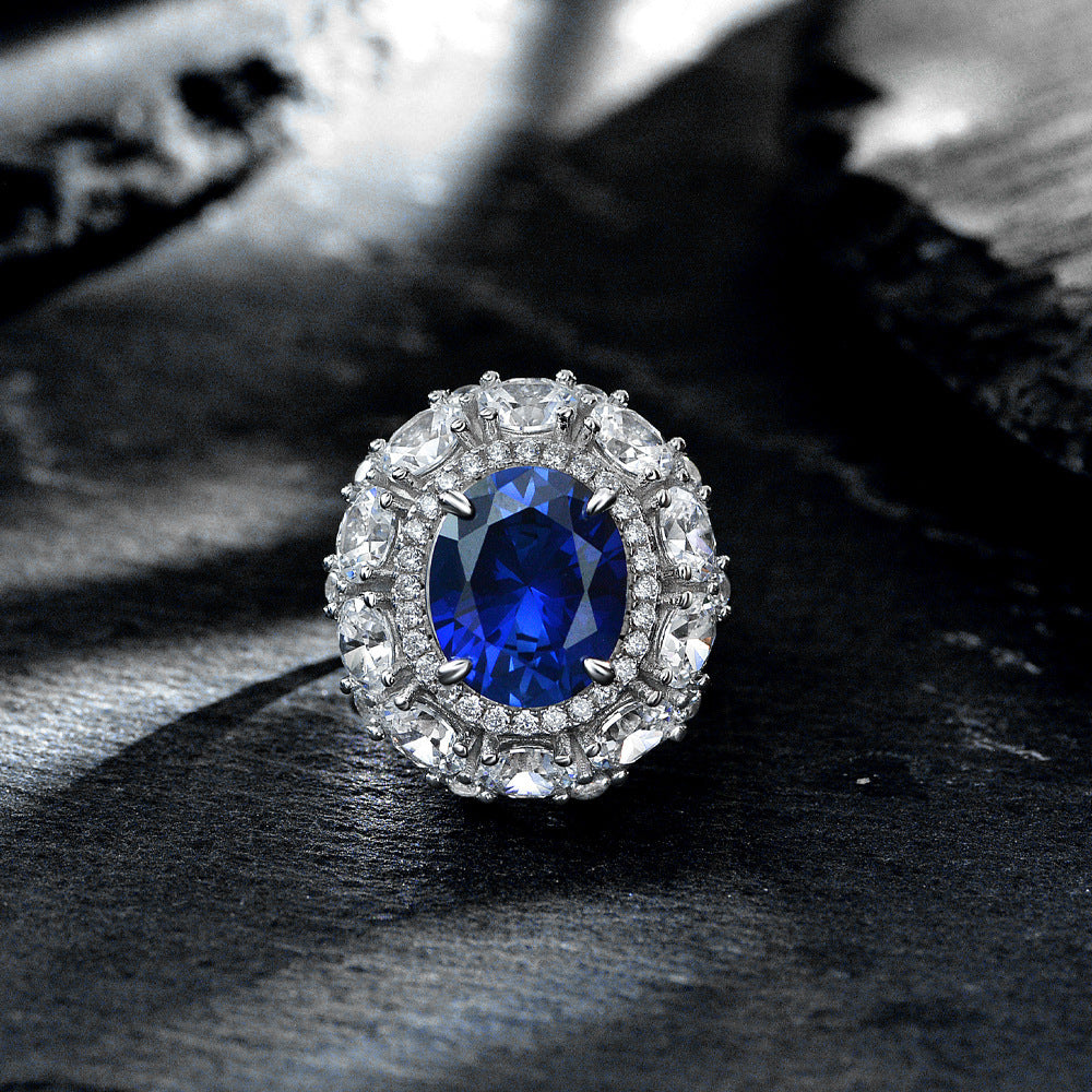 Shipei Jewelry New 925 Sterling Silver Inlaid 5 Karat Egg-shaped 1012 High Carbon Rhinestone Ring Luxury Women