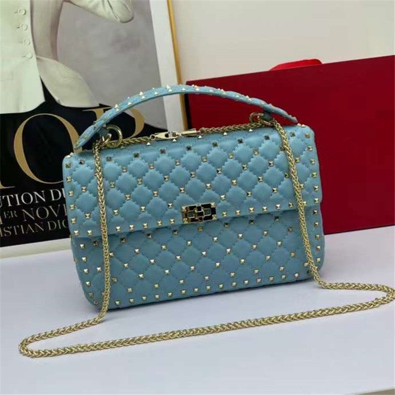 Women's Fashion Sheepskin Diamond Studded Small Square Bag