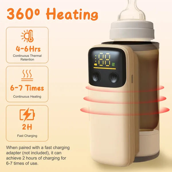 Portable Bottle Warmer With Night Light Baby Milk Warmer Milk Formula Warmer For Home Travel With 6 Heating Levels