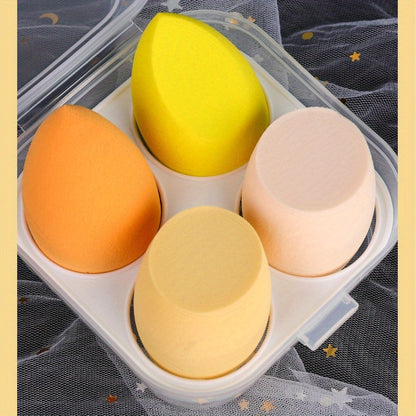 4 Pcs Professional Makeup Sponges Set - Blender For Foundation, Touch Ups, And Makeup - Latex-Free - Dry And Wet Use - Gift Box Included - Perfect Cosmetic Accessory