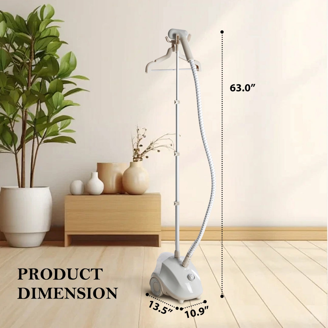 Standing Garment Steamer, 1500W Powerful Steamer For Clothes With Roll Wheels, 1.7L Water Tank For 55 Min Continuous Steaming