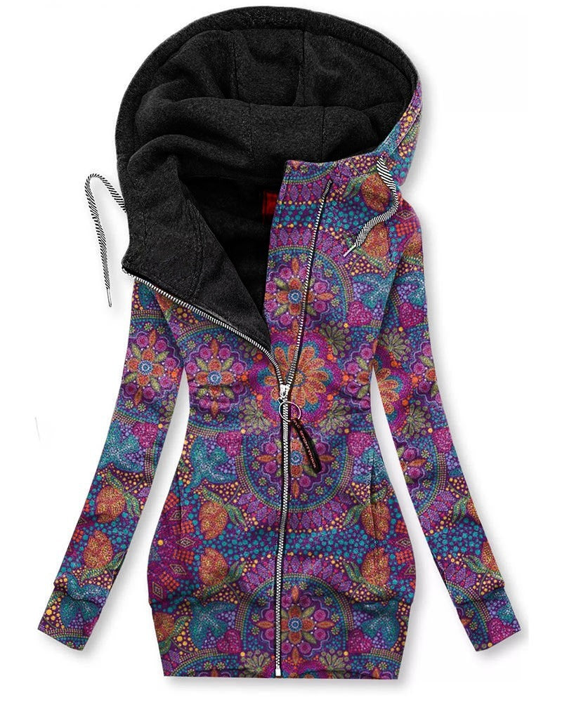 Women's Long-sleeved Zip Hoodie