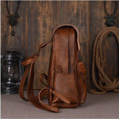 Leather Shoulder Backpack Head Layer Cowhide Computer Outdoor Travel Bag