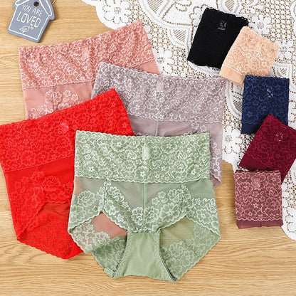 Women's Plus Size High Waist Lace Underwear