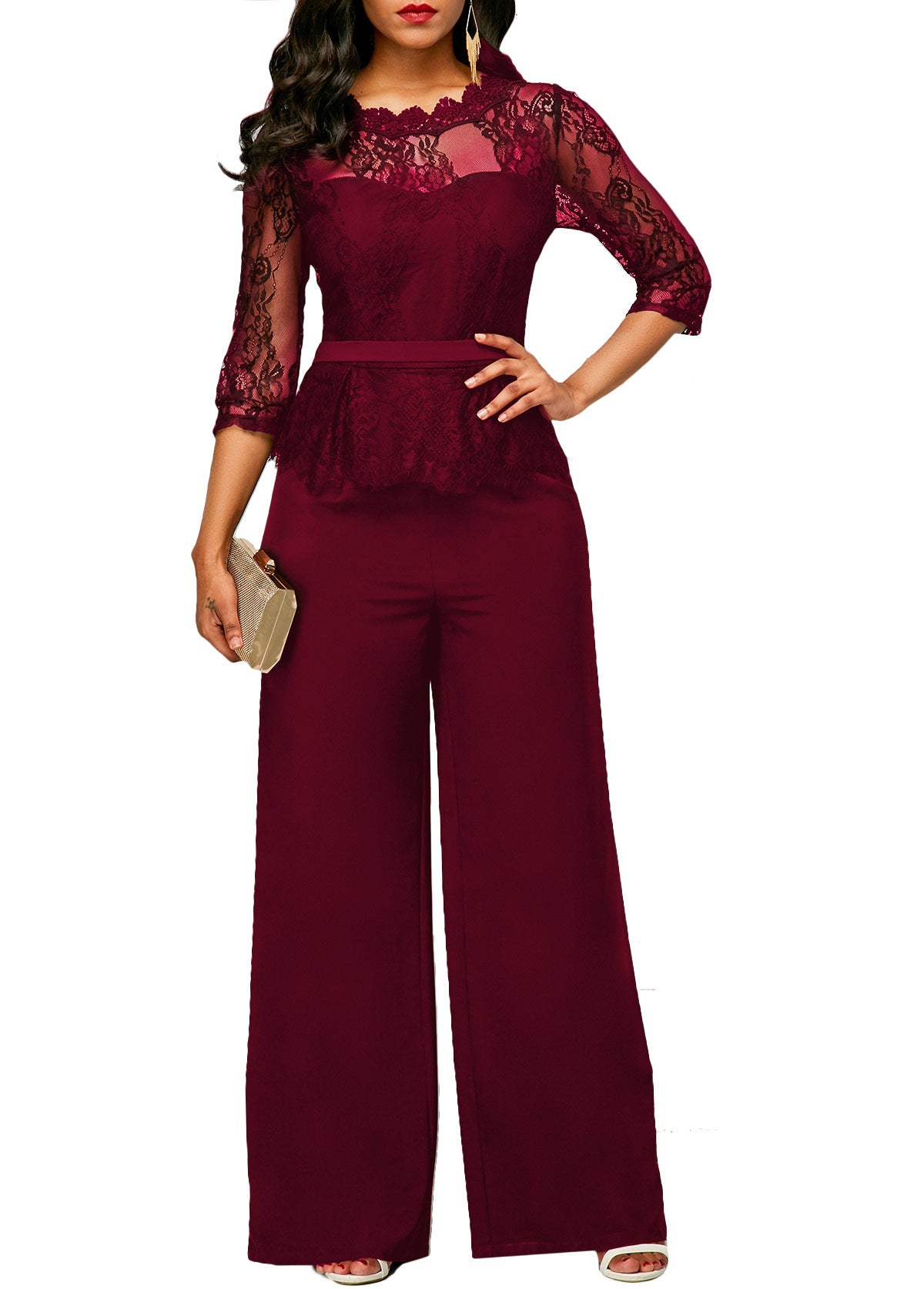 Straight Women's High Waist Lace Jumpsuit New