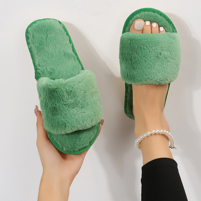 Women's Indoor Plush Flat Slippers