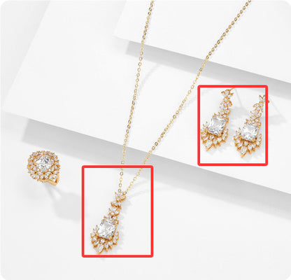 Designer Model Light Luxury Colored Gems Blue Jewelry Suit Ladies