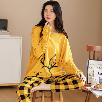 Pajamas Set Women Cute Cartoon Print Sleepwear 2 Piece Lounge Sets