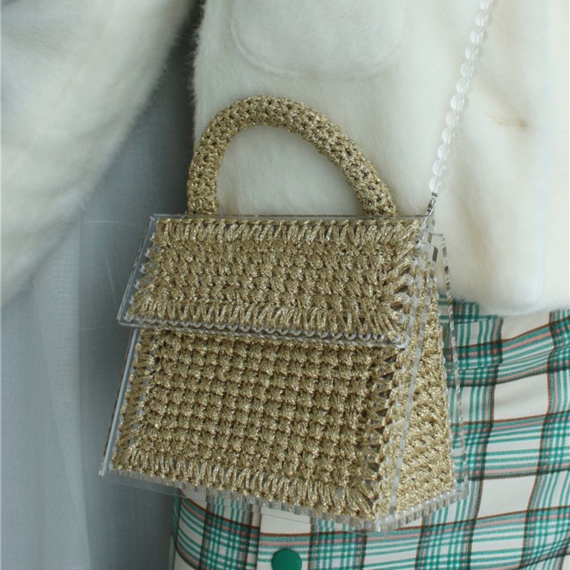 Handmade Gold Thread Braided Diagonal Versatile Handbag