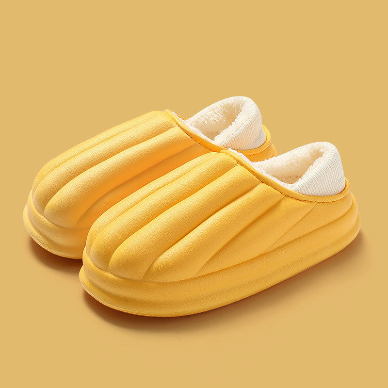 Fashion Shell Shape Design Cotton Shoes Women Waterproof Thick-soled Non-slip Plush Slippers Winter Indoor Outdoor House Shoes