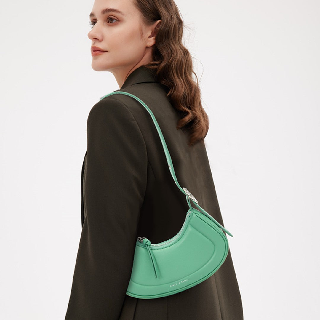 New Female Green Niche One Shoulder Crossbody Crescent Bag