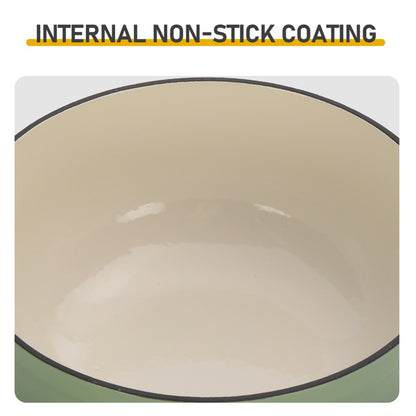 Cast Iron 6QT Cookware Gradient Green With Two Silicone Gloves Enameled Pot