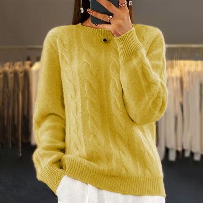 Fashion Retro Cable-knit Pullover Sweater Women