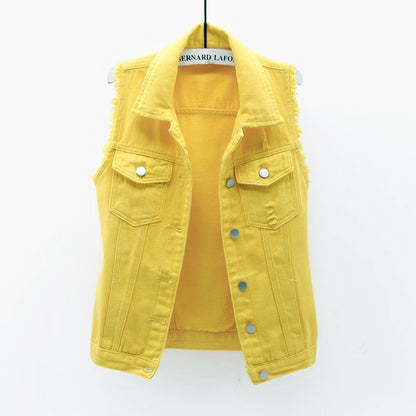 Multi-Color Selection Denim Vest Women's Slim Sleeveless Jacket