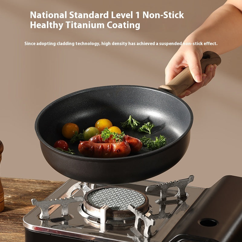 Pan Set Non-stick Frying Pan Household Pancakes Fried Eggs Fried Steak Titanium Wok Black Lightweight Induction Cooker