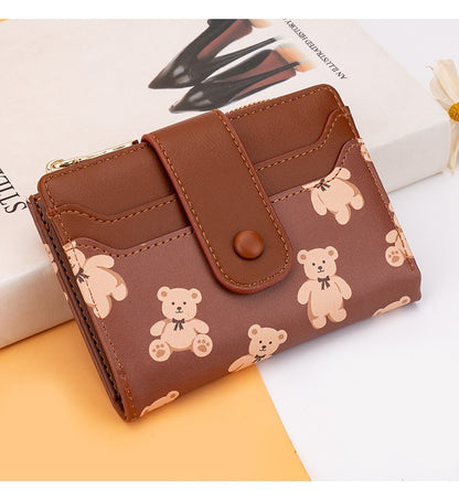 Women's Wallet Short Bear Printed Zipper