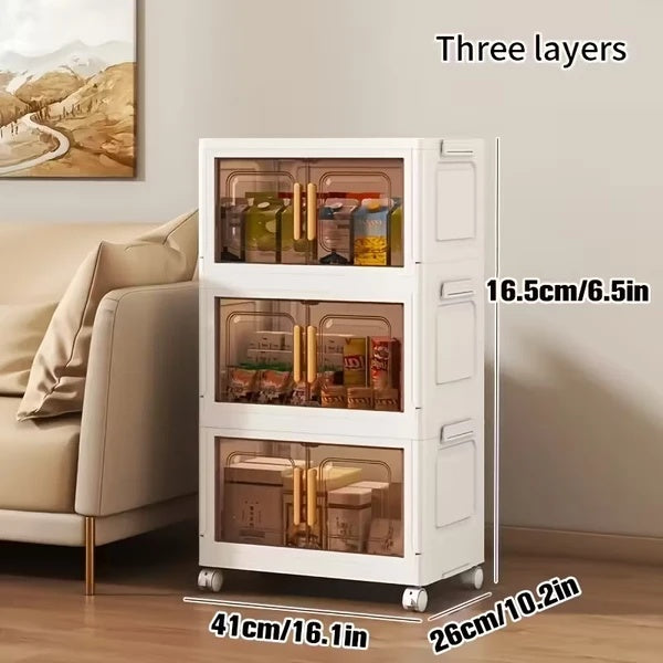 Foldable Storage Cabinet-Dark -3 Layer, 2 Colors