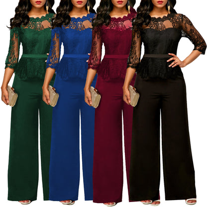 Straight Women's High Waist Lace Jumpsuit New