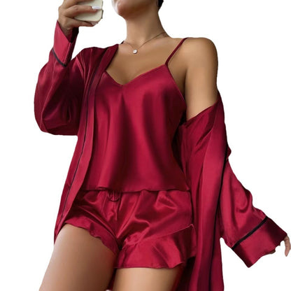 Suspender Shorts Nightgown Three-piece Set